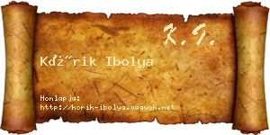 Kórik Ibolya névjegykártya